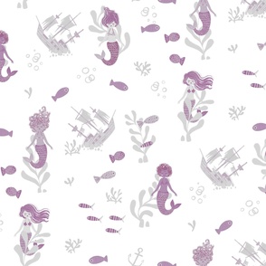 Mermaids Purple and White