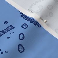 sea horses,  the blues - 10.5" design fabric repeat