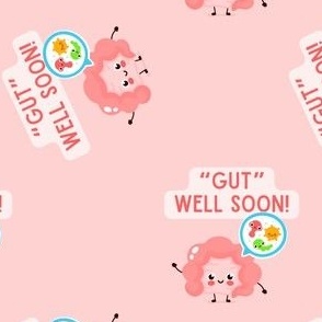 Gut Well Soon Get Well Soon Pun Funny Cute Digestive System Organ Happy