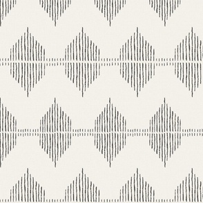 smaller // Boho southwestern Geometric Mudcloth - Off White and Charcoal - textured linen look interiors