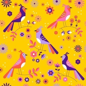 Bird Yellow Pinks Purples  - Lisa Monias