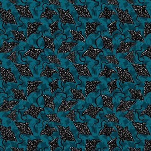 Mini Scale- Spotted Eagle Ray Pattern- Dark Teal - 7 inch repeat 