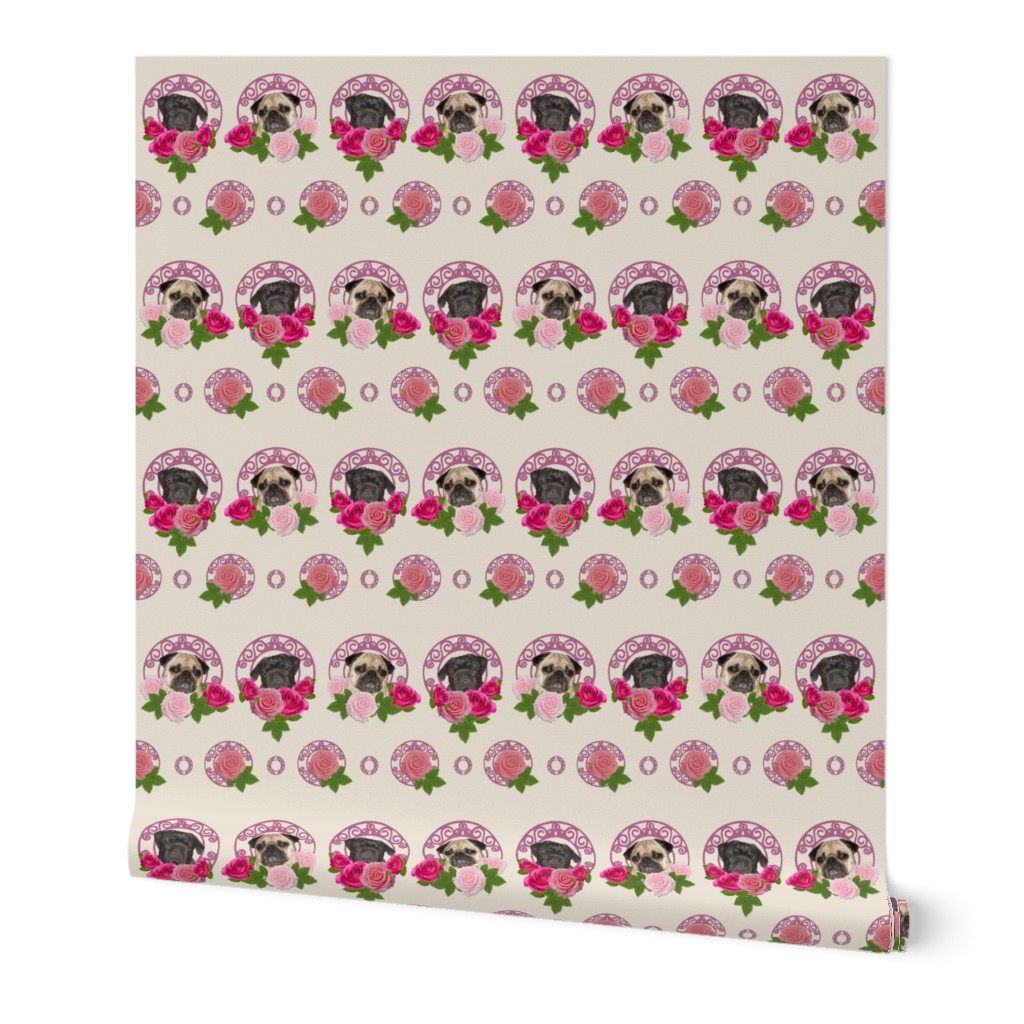 pug vintage wall paper, pug love:)