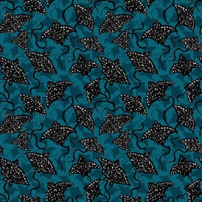 Small Scale - Spotted Eagle Ray Pattern - Dark Teal- 9 inch repeat 