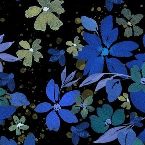 Enhanced Blue Watercolor Floral                  