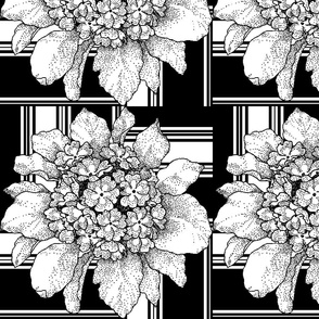 Black And White Floral Tiles Small 