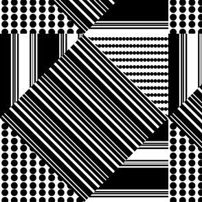 Black And White Geometric Patchwork Quilt Medium
