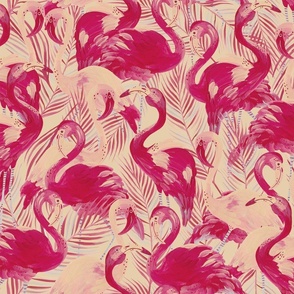 Viva Flamingos-Magenta 21"x18"