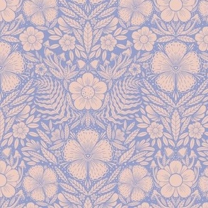 damask flower - small scale - lilac