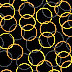 Orange, yellow and grey interlocking rings - Small scale