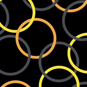 Orange, yellow and grey interlocking rings - Medium scale