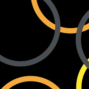 Orange, yellow and grey interlocking rings - Large scale