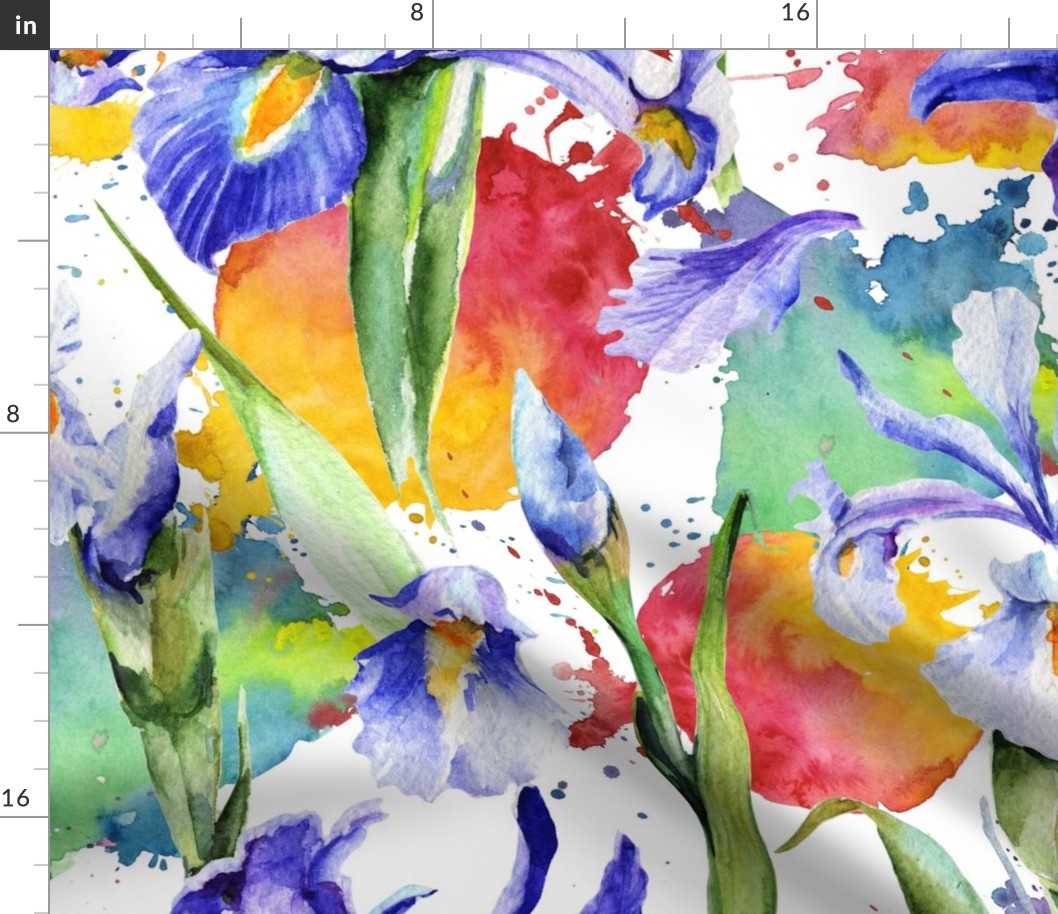 Watercolor iris flower pattern