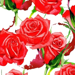 Watercolor rose flower pattern