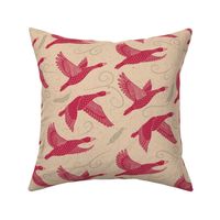 flying geese viva magenta gray sand background 12inch