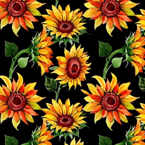 Watercolor sunflower flower pattern