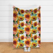 Watercolor sunflower flower pattern