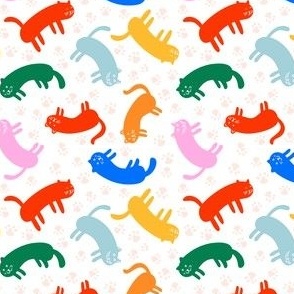 small// Hot Cats // bright colors white background kawaii cats