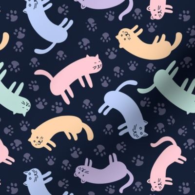 medium// Hot Cats // blue pastels kawaii cats