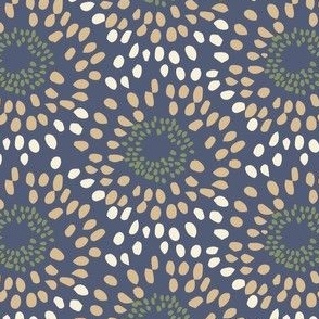 Vintage Vessel' Fabric by the Yard (Navy Blue-Grey/ Green/ Pink)