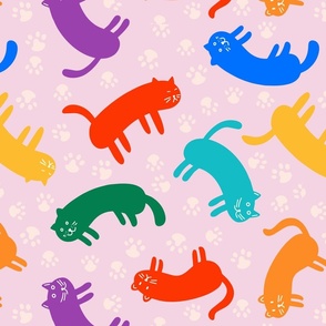 big//  Hot Cats // bright pink background kawaii cats