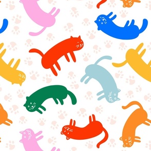 big//  Hot Cats // bright colors white background kawaii cats