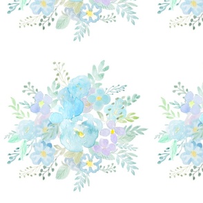 watercolor abstract blue flowers arrangement