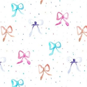 Pastel lovely bows with dots - watercolor pretty pattern for baby girl b084-1