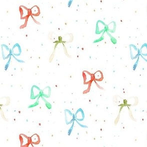 lovely bows with dots - watercolor pretty pattern for baby girl b084-4