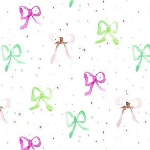 lovely bows with dots - watercolor pretty pattern for baby girl b084-5