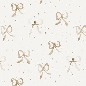 earthy lovely bows with dots - beige neutral watercolor pretty pattern for baby girl b084-6