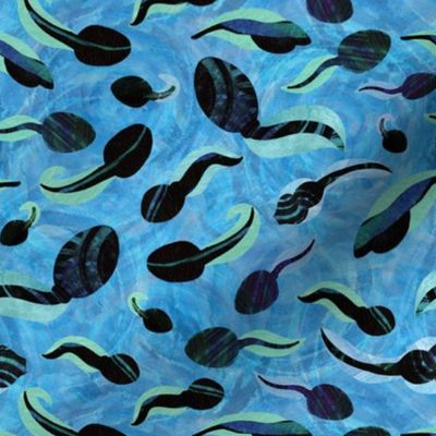 Tadpoles in rippling water