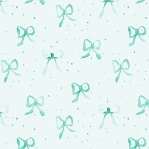 Mint lovely bows with dots - watercolor green pretty pattern for baby girl b084-8