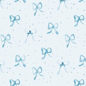 Baby blue lovely bows with dots - watercolor pretty pattern for baby girl b084-9