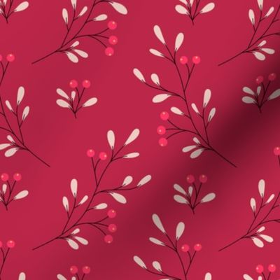 Viva Magenta leaves pattern 01