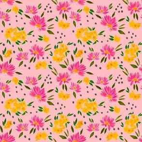 04 Watercolor Pink Yellow Floral Pattern