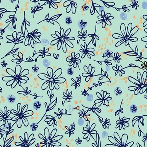 ditsy floral in sage and blue