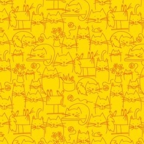 Ditsy Kitties Yellow on Yellow