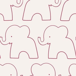 Elephant Parade / medium scale / viva magenta pastel pink cute animal pattern with minimal elephant