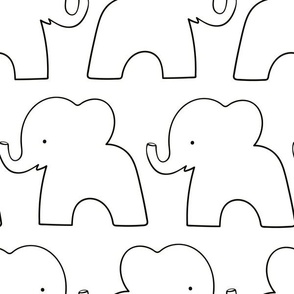 Elephant Parade / medium scale /black and white cute animal pattern with minimal elephant