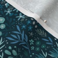 Wild Blue Fields - Blue and Turquoise Ditzy Floral Pattern