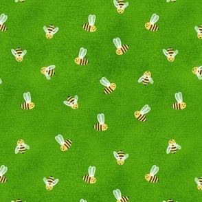 Little bees in green, drawing