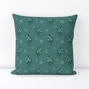 Dark Green Turquiose Cute Hand drawn Florals by Makewells