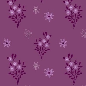 Magenta Floral Hand drawn accent - Wild Fields Collection by Makewells