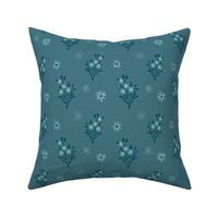 Turquoise Floral Accent - Hand drawn flowers and daisies - Wild Fields Collection by Makewells