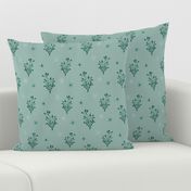 Light Green Sage Hand Drawn Floral with Daisies - Wild Fields Collection by Makewells