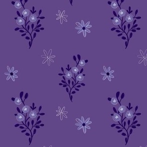 Purple Florals - Hand Drawn Accent in Violet by Makewells for Wild Fields Collection