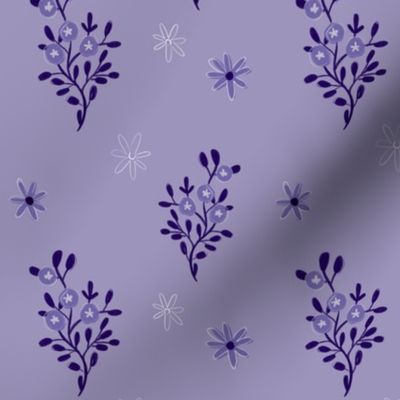 Purple Hand Drawn Floral Accent - Light Purple Flowers by Makewells