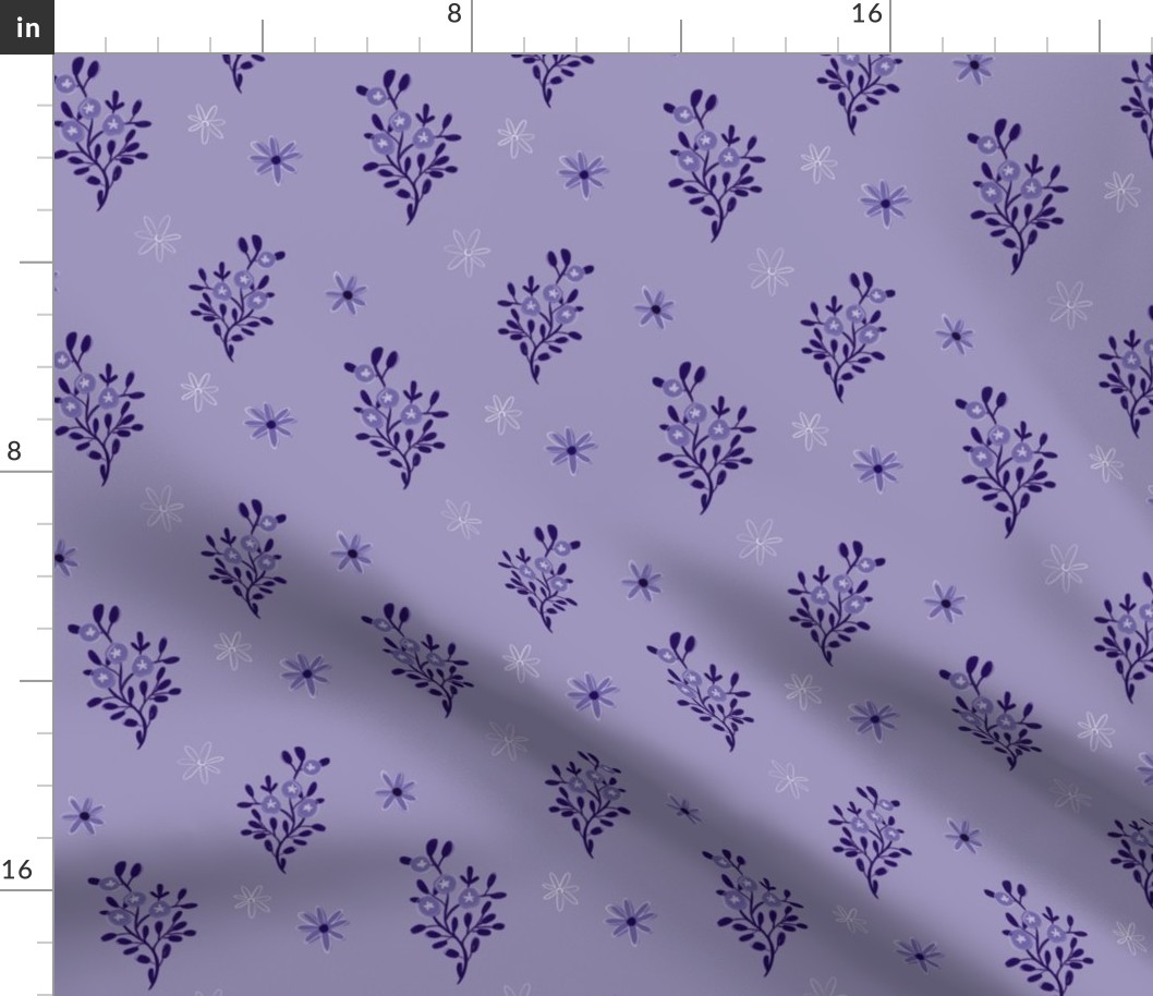 Purple Hand Drawn Floral Accent - Light Purple Flowers by Makewells