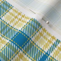 Railroads and Fields Plaid in Blues Yellows and White